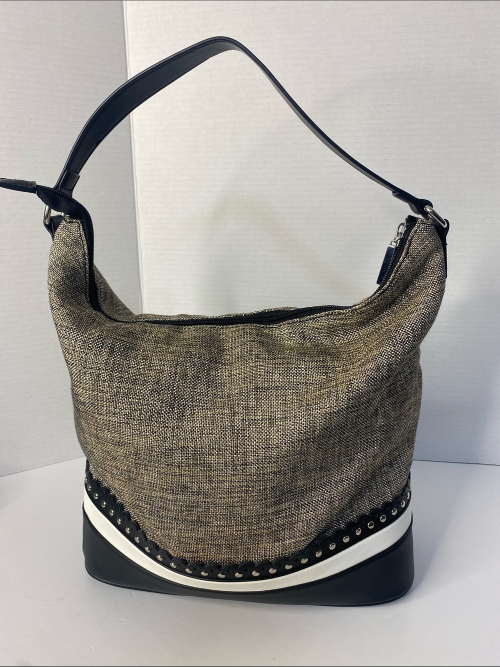 Joseph Ribkoff Black, Brown & White Hobo Shoulder Bag
